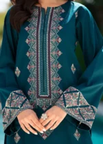 Teal Embroidered Kurta Set for Women - 2 Pieces - Image 6