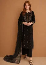 Parsa Embroidered Black 3-Piece Kurta Set for Women - Image 12