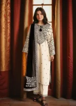 Arfa Embroidered 3-Piece Kurta Set for Women - Cream Color