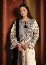 Arfa Embroidered 3-Piece Kurta Set for Women - Cream Color - Image 3
