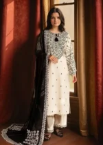 Arfa Embroidered 3-Piece Kurta Set for Women - Cream Color - Image 4