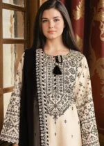 Arfa Embroidered 3-Piece Kurta Set for Women - Cream Color - Image 5