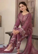 Hania Aamir Azeen Embroidered 3-Piece Kurta Set - Zinnia Pink - Image 2