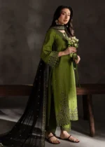 Ezzah 3pcs Lawn Embroidered Dress for Women - Green - Image 6