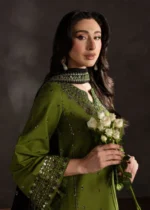 Ezzah 3pcs Lawn Embroidered Dress for Women - Green - Image 3