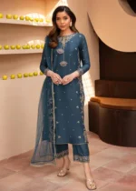 Hazel Embroidered 3-Piece Kurta Set for Women - Teal