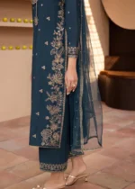 Hazel Embroidered 3-Piece Kurta Set for Women - Teal - Image 3