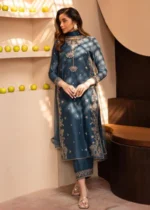 Hazel Embroidered 3-Piece Kurta Set for Women - Teal - Image 2