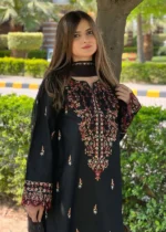 Parsa Embroidered Black 3-Piece Kurta Set for Women - Image 8