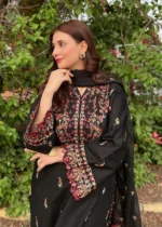 Parsa Embroidered Black 3-Piece Kurta Set for Women - Image 4