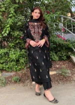 Parsa Embroidered Black 3-Piece Kurta Set for Women - Image 3
