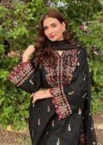 Parsa Embroidered Black 3-Piece Kurta Set for Women - Image 2