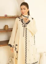 Noor Jahan Embroidered 3-Piece Kurta Set for Women - Butter Cream Color - Image 3