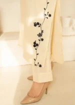 Noor Jahan Embroidered 3-Piece Kurta Set for Women - Butter Cream Color - Image 6