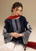 Roha Embroidered 3-Piece Kurta Set for Women - Navy Blue - Image 4