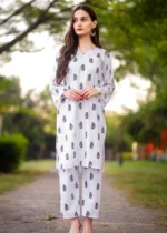 Saleha Printed 2pcs Set for Women - White