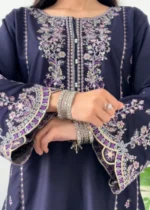 Warda Embroidered 2-Piece Kurta Set for Women - Navy Blue - Image 2